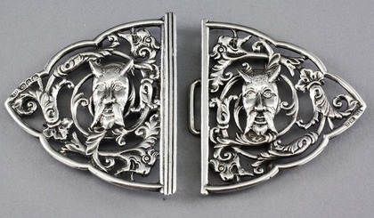 Antique Silver Belt Buckle - Devil's Head